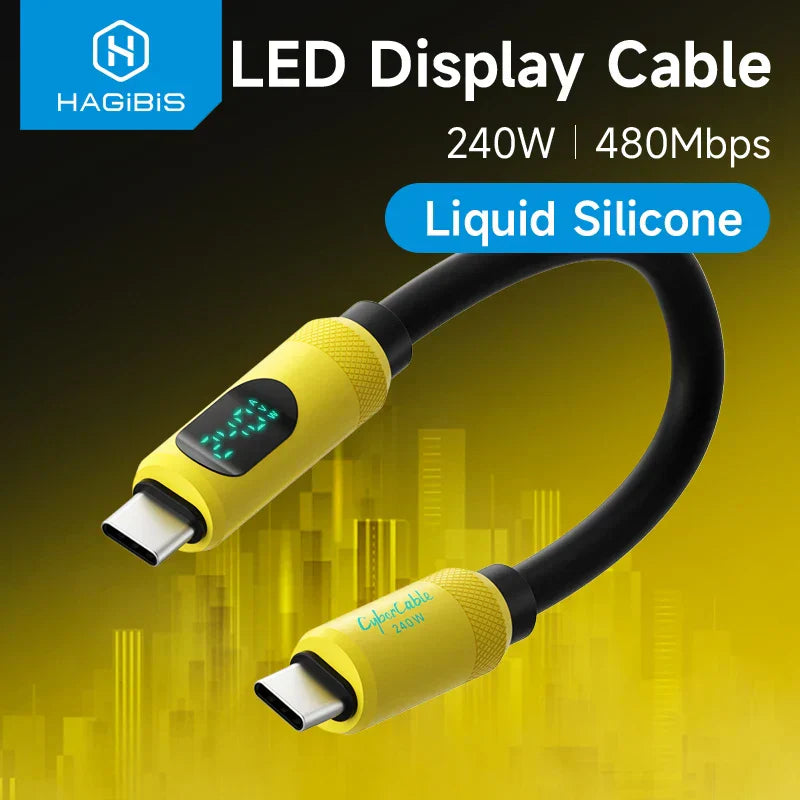 Compact Yet Powerful! Upgrade Your Charging Experience with the Hagibis LED Display Short USB-C Cable