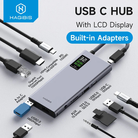 Hagibis USB-Cハブ（LCDディスプレイ搭載）であなたのデジタル環境をスマートに進化！