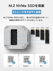 Hagibis Mac Mini M4 SSDスタンド ハブドック NVMe SSDケース内蔵 USB3.2 Gen2拡張 SDカードリーダー付き Mac mini M4用拡張スタンド