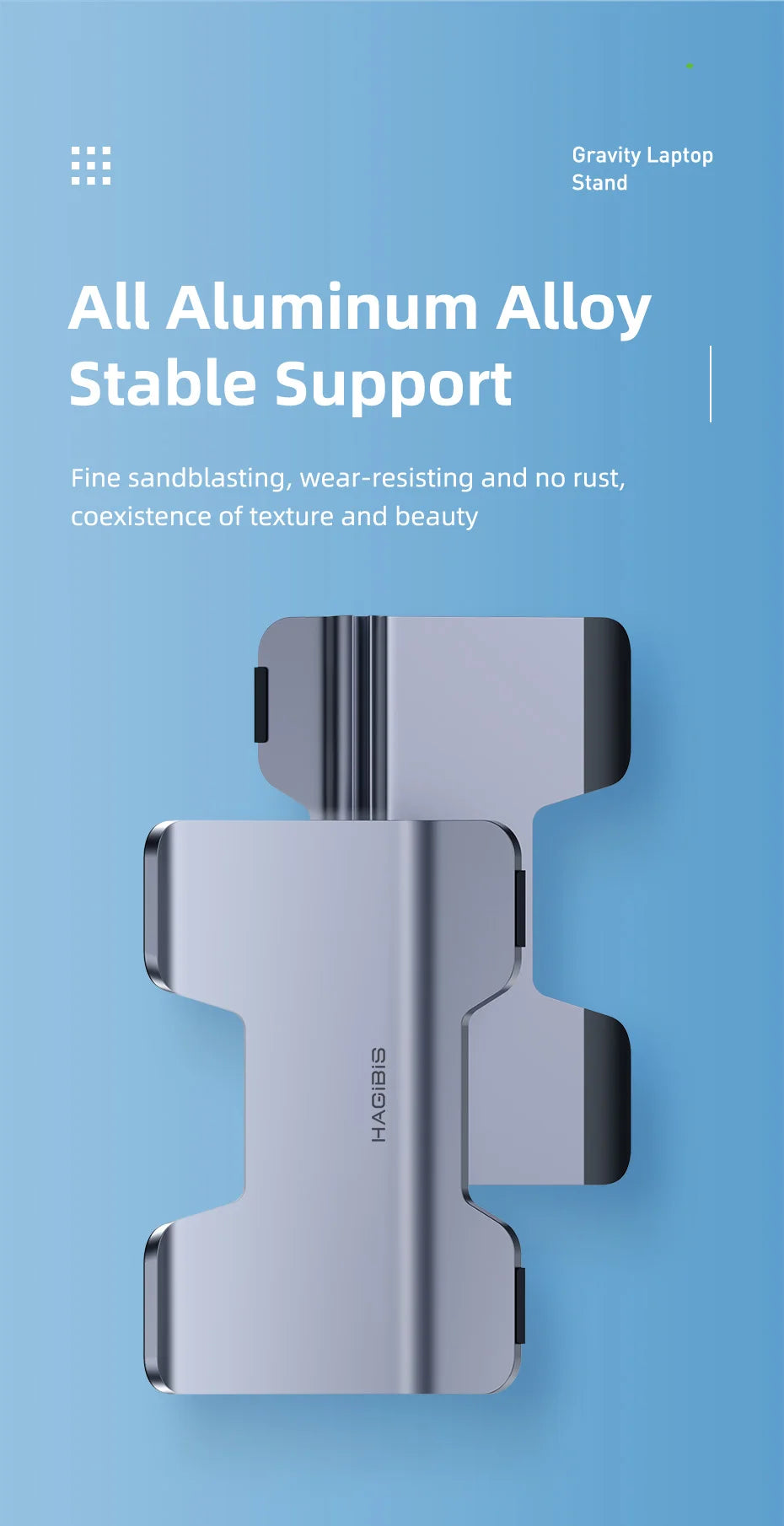 Hagibis Vertical Laptop Stand Desktop Gravity Holder Aluminum Notebook Dock Space-Saving for MacBook/Surface/HP/Dell/Chrome Book - Intechlegent