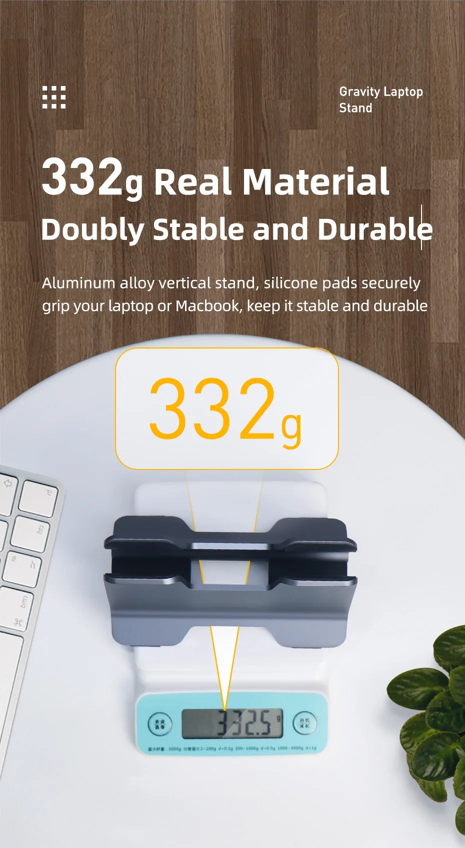 Hagibis Vertical Laptop Stand Desktop Gravity Holder Aluminum Notebook Dock Space-Saving for MacBook/Surface/HP/Dell/Chrome Book - Intechlegent