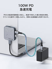 ハギビス磁気USB Cハブ Magsafe付き iPhone 16 15 Pro Max用 7イン1 Type-C ドッキングステーション 4K@60Hz HDMI SD3.0 TF3.0カード Solt 100W PD 10Gbps USB-C AUX MacBook Pro Air iPad Pro用