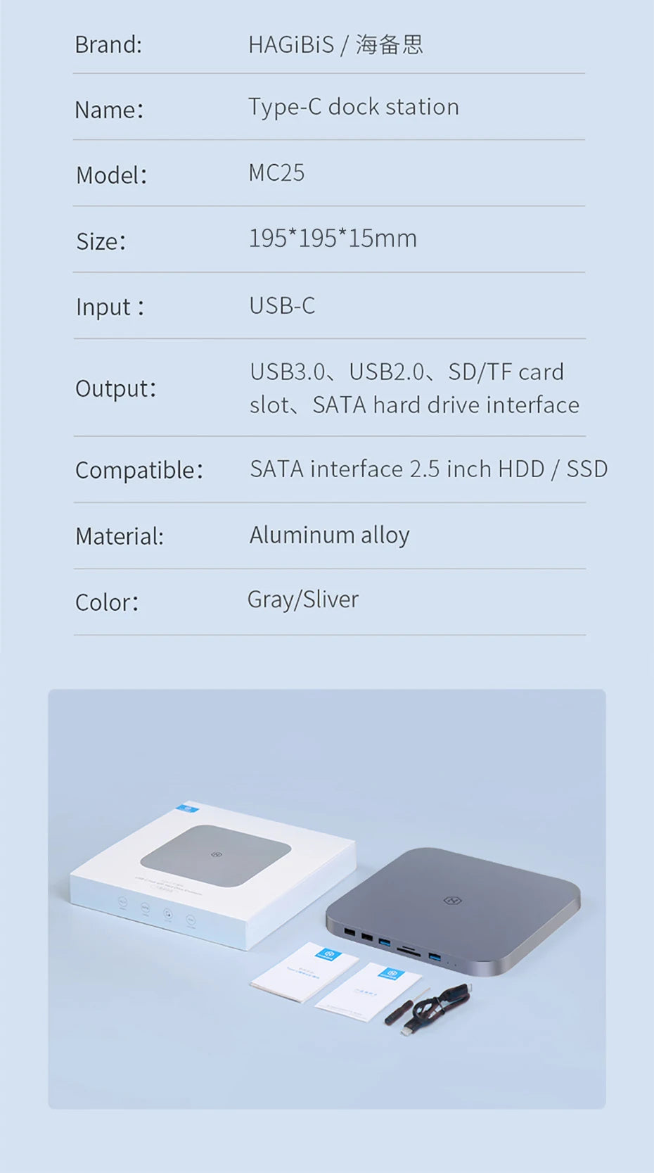 Hagibis USB C Hub with Hard Drive Enclosure Type-C Docking Station for Mac mini with 2.5 SATA NVME M.2 SSD Case DP USB3.0 M1/M2 - Intechlegent