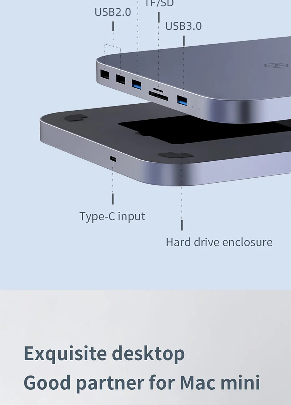 Hagibis USB C Hub with Hard Drive Enclosure Type-C Docking Station for Mac mini with 2.5 SATA NVME M.2 SSD Case DP USB3.0 M1/M2 - Intechlegent