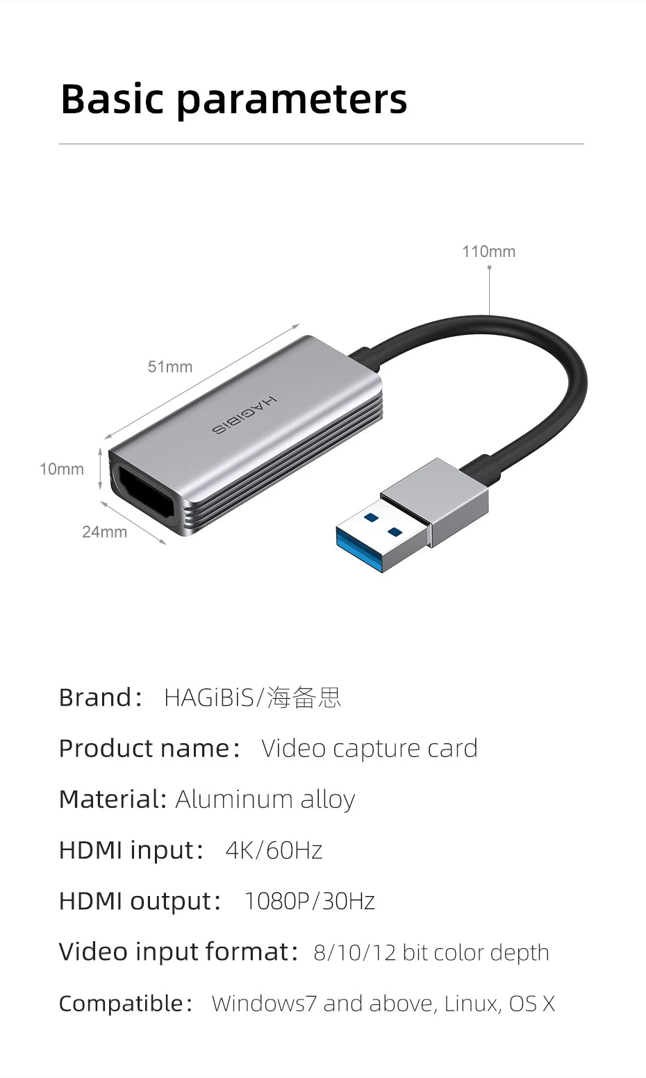 Hagibis Video Capture Card USB 3.0 4K HDMI-compatible Video Game Grabber Record for PS4 Camcorder Switch Live Broadcast Camera - Intechlegent
