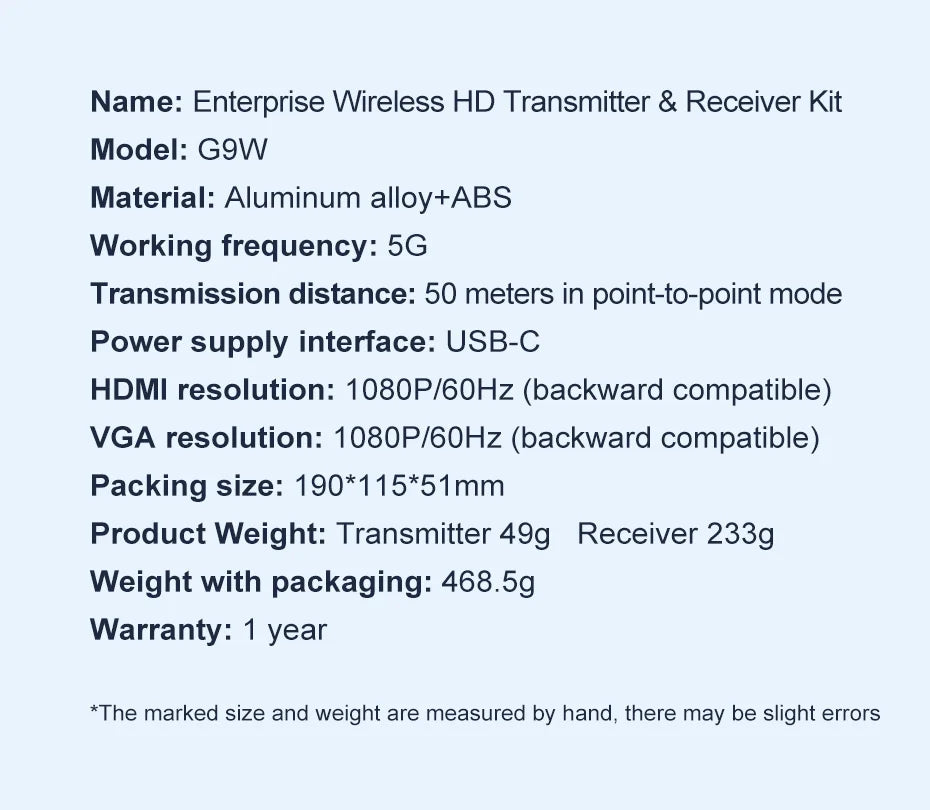 Hagibis Wireless HDMI-compatible Transmitter and Receiver Extender Kit Wireless Display Dongle for TV Camera Streaming Projector - Intechlegent