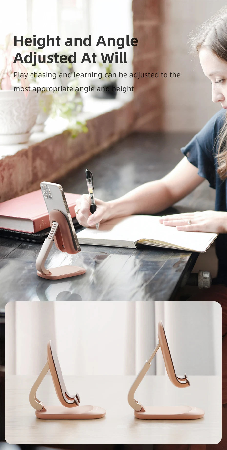 Hagibis Foldable Cell Phone Stand Desktop Phone Stand mini Adjustable cute Holder for iPhone 16/15/14 Pro Max Samsung Tablets - Intechlegent