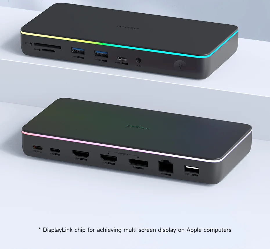 Hagibis DisplayLink USB C Docking Station Triple Display 3 Monitors with DP MST Hub 100W PD RJ45 LED for MacBook M1 M2 Windows - Intechlegent