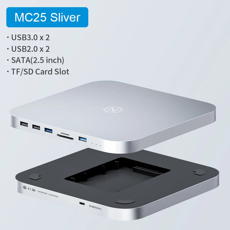 Hagibis USB C Hub with Hard Drive Enclosure Type-C Docking Station for Mac mini with 2.5 SATA NVME M.2 SSD Case DP USB3.0 M1/M2 - Intechlegent