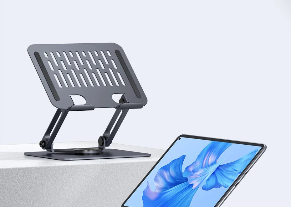 Hagibis 360°回転タブレットスタンド 調整可能なタブレットホルダー デュアルロッドサポート アルミニウム折りたたみ式クレードル iPad Pro Switch ROG用