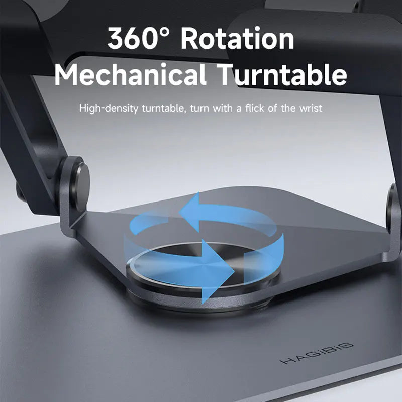 Hagibis 360°回転タブレットスタンド 調整可能なタブレットホルダー デュアルロッドサポート アルミニウム折りたたみ式クレードル iPad Pro Switch ROG用