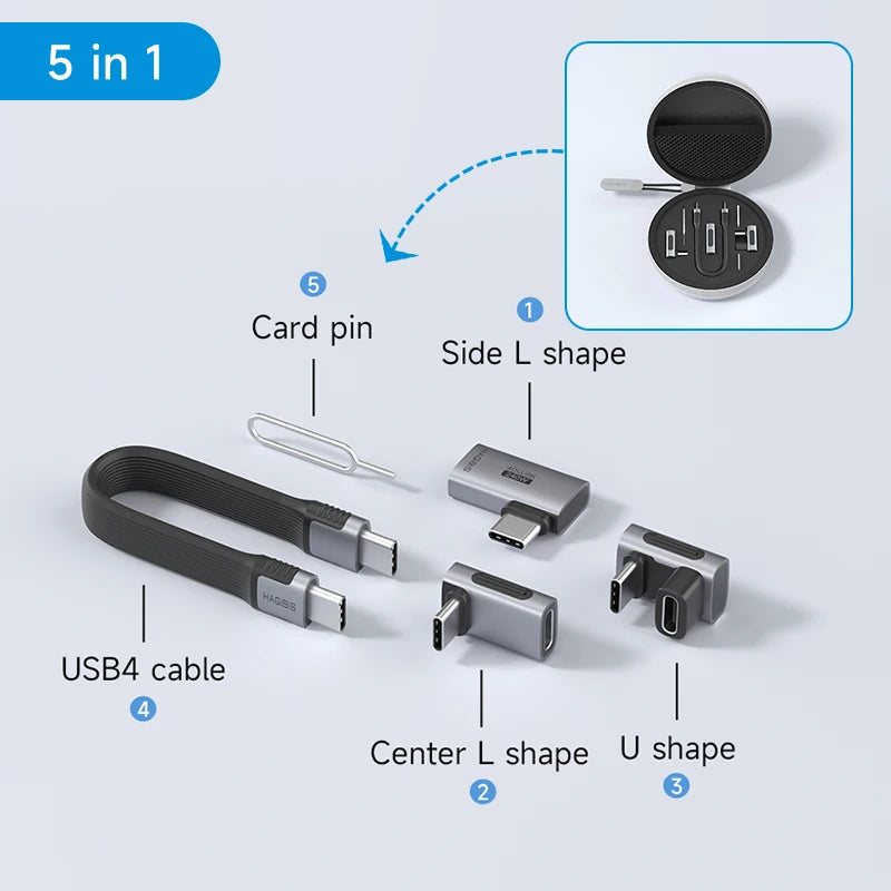 Hagibis Multi USB C Adapter Kit Short USB4 Fast Charging Cable Set Storage Box USB to Type-c Compatible with Thunderbolt 4/3 - Intechlegent