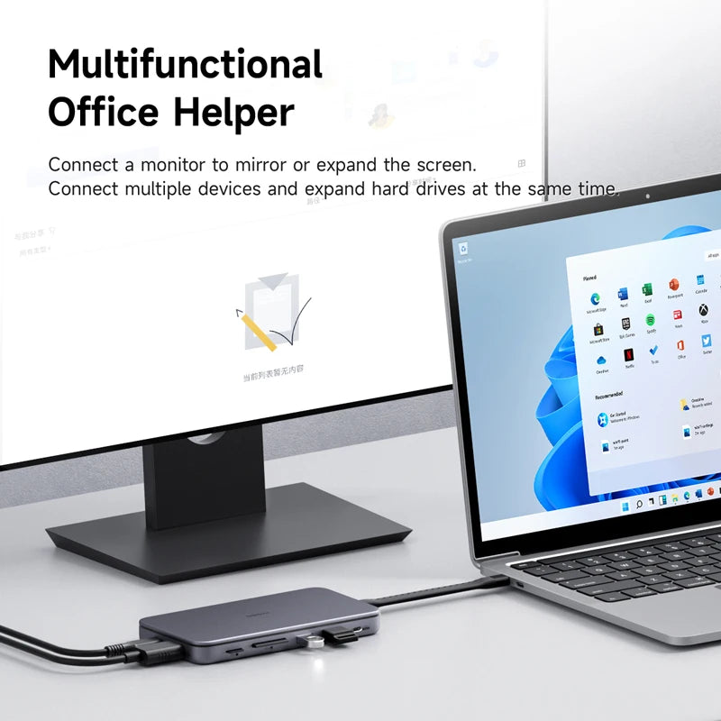 Hagibis 9 in 1 USB C ハブ、M.2 NVMe/SATA SSD エンクロージャ、4K HDMI 対応 100W PD USB 3.1 ドッキングステーション、Windows/Mac OS 対応