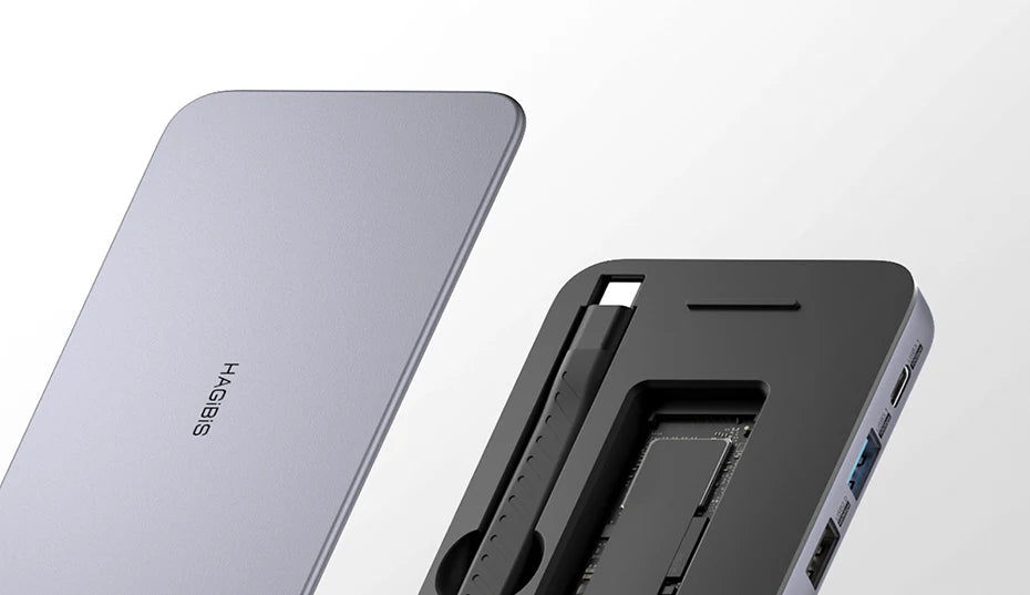 Hagibis 9 in 1 USB C ハブ、M.2 NVMe/SATA SSD エンクロージャ、4K HDMI 対応 100W PD USB 3.1 ドッキングステーション、Windows/Mac OS 対応