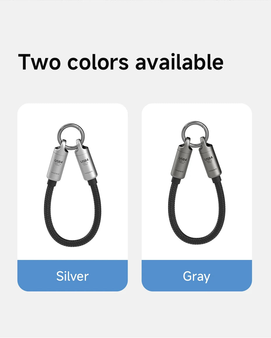 Hagibis USB4 Cable Portable Keychain Short C to C Cable Lanyard Type-C Cable 240W 80Gbps for Thunderbolt 4/5 iPhone 16 Pro SSD - Intechlegent