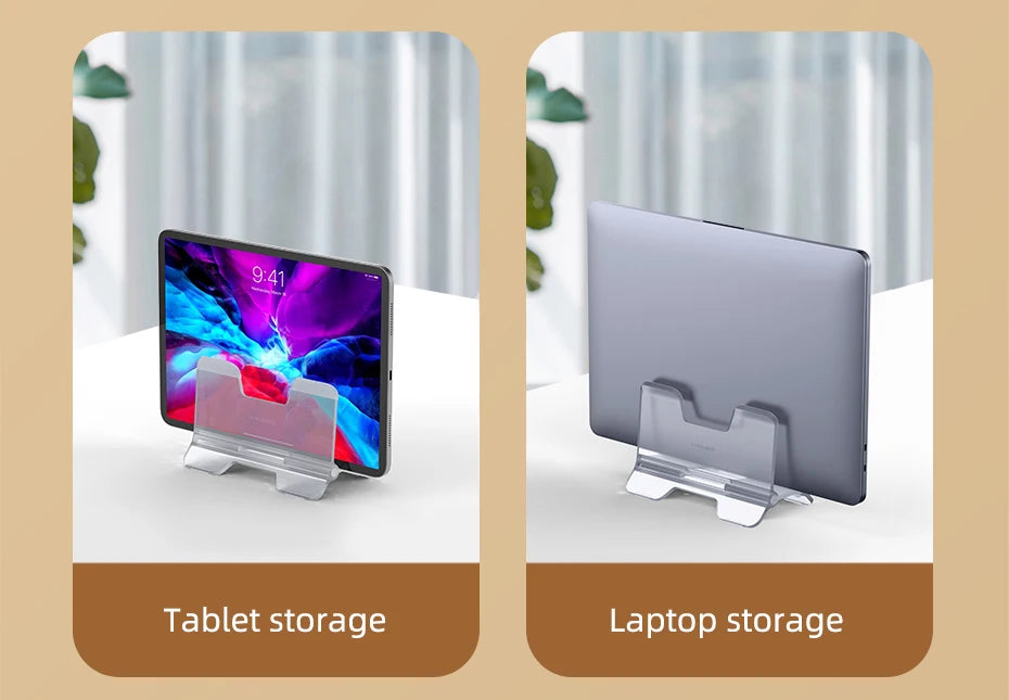Hagibis  Vertical Laptop Stand For MacBook Pro Air transparent Desktop Gravity Holder Notebook Support for  Surface Book Tablet - Intechlegent
