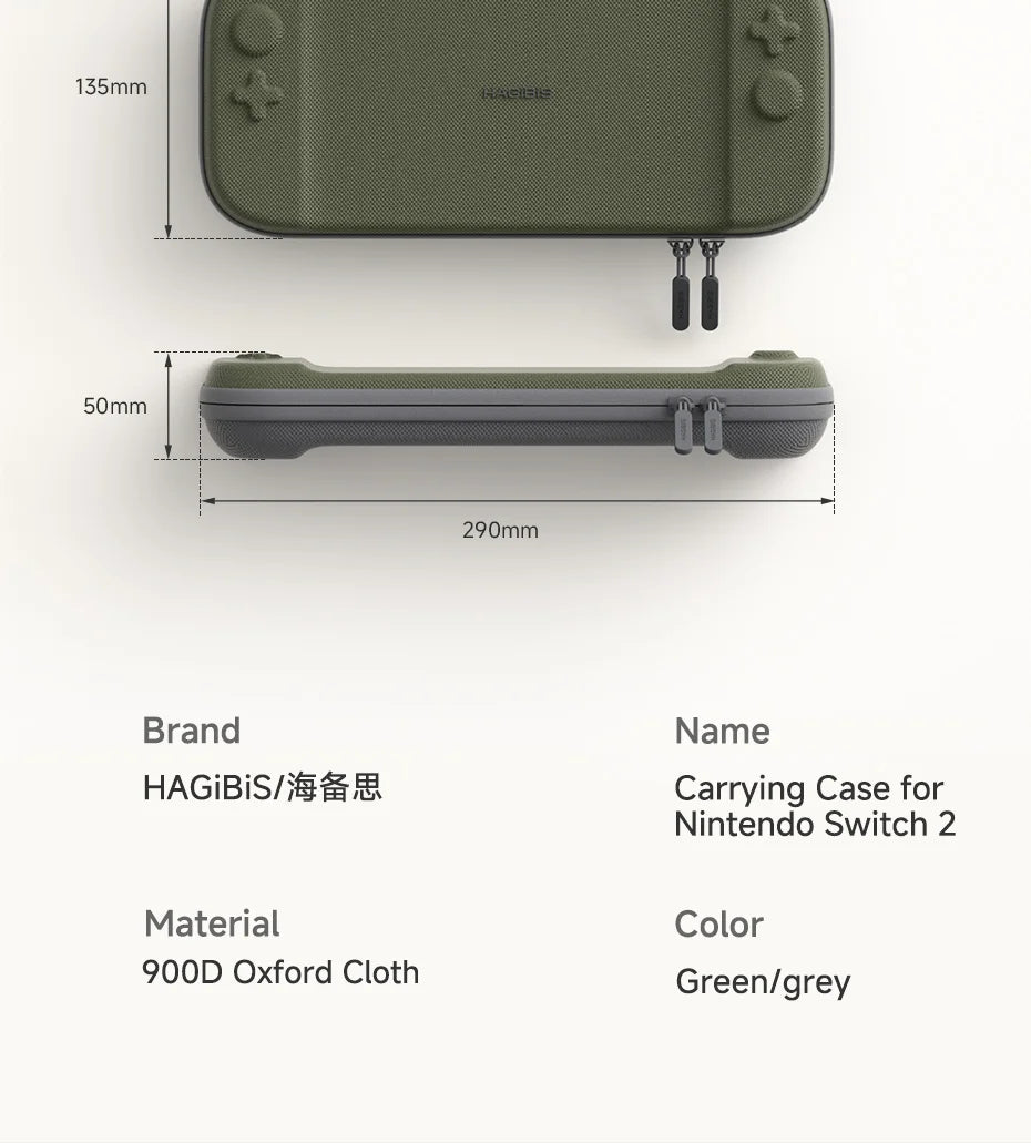 Hagibis Portable Carrying Case for Switch 2 Traveling Bag Hard Shell NS Accessories Protective Cover with 10 Games Cartridges