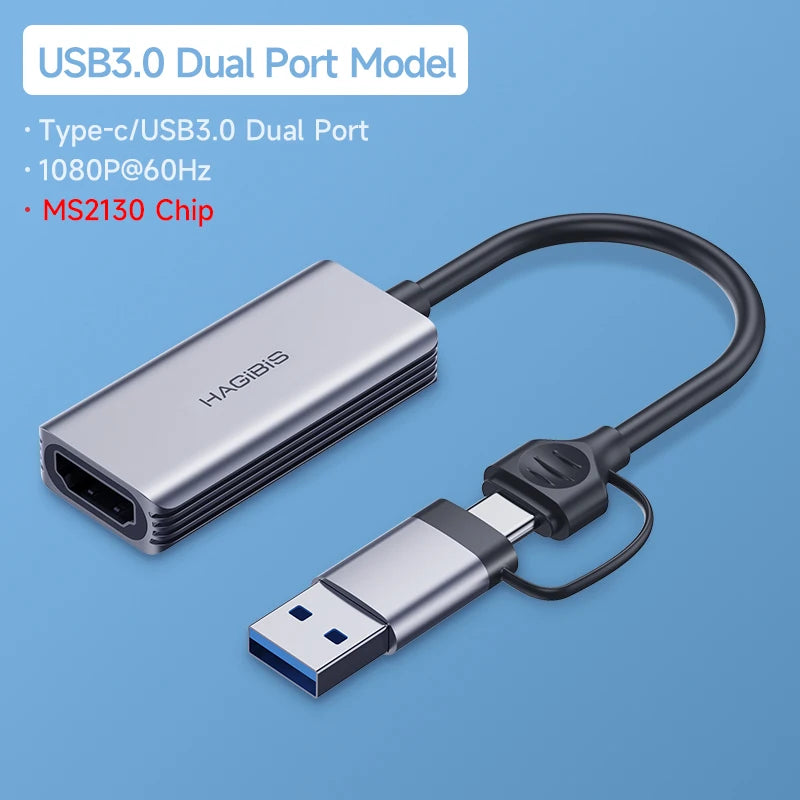 Hagibis Video Capture Card USB 3.0 4K HDMI-compatible Video Game Grabber Record for PS4 Camcorder Switch Live Broadcast Camera - Intechlegent