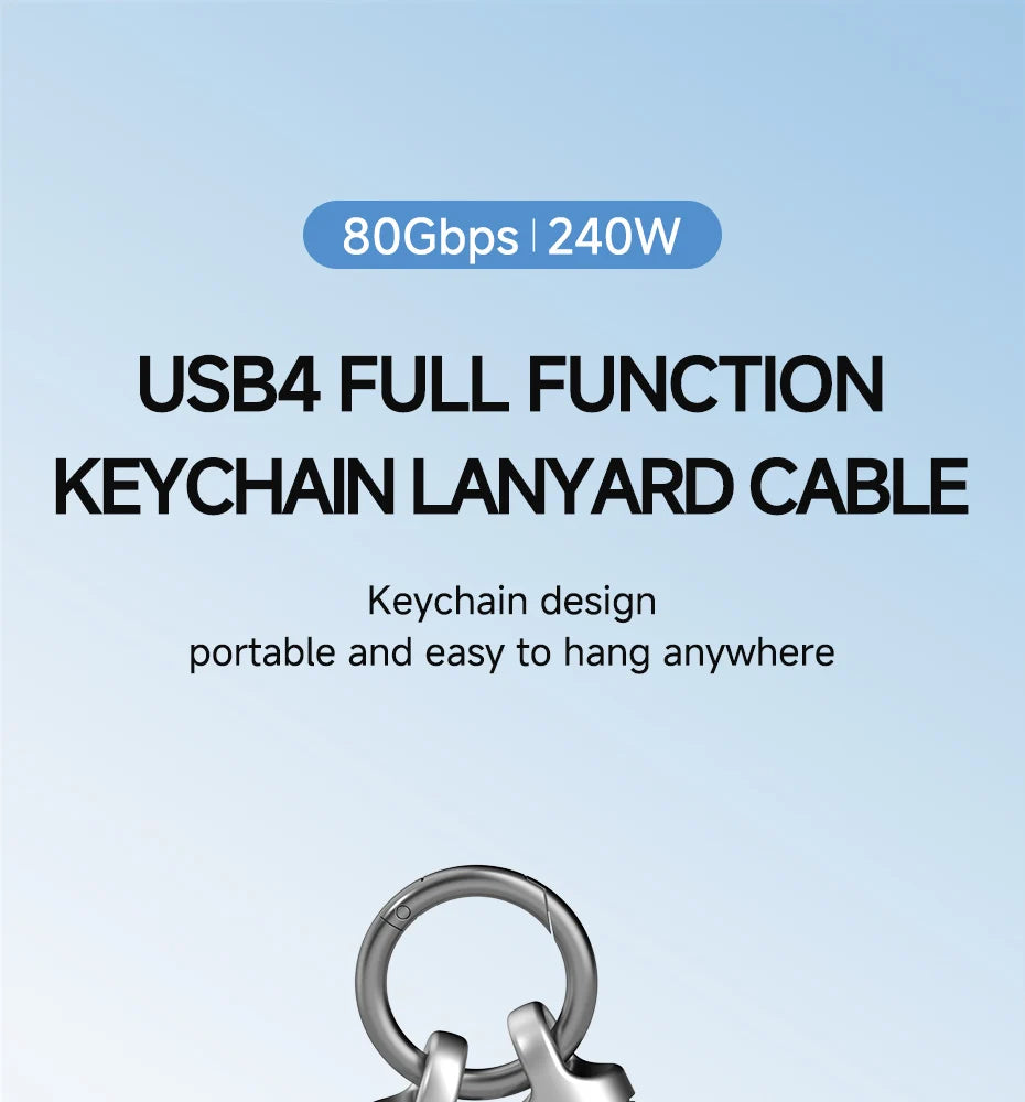Hagibis USB4 Cable Portable Keychain Short C to C Cable Lanyard Type-C Cable 240W 80Gbps for Thunderbolt 4/5 iPhone 16 Pro SSD - Intechlegent