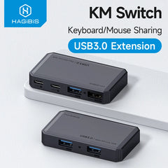 Hagibis  USB 3.0 Switch 2 Computers Sharing USB C & A Devices KM Switch Selector for PC Scanner Mouse Keyboard USB Switch Hub - Intechlegent