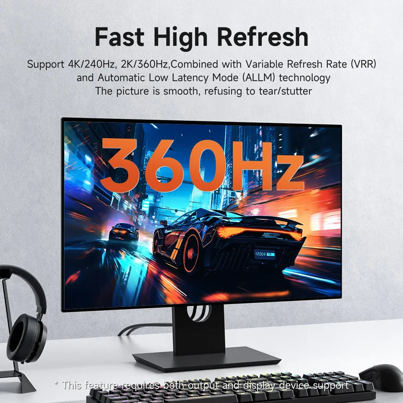 Hagibis 8K DisplayPort Cable 1.4 High Refresh Rate DP Cable 8K@60Hz  4K@240Hz 2K@360Hz for Gaming Monitor Graphics Card PC TV - Intechlegent