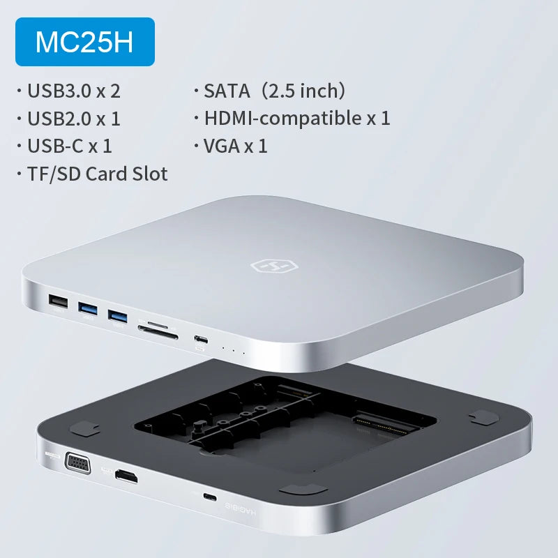 Hagibis USB C Hub with Hard Drive Enclosure Type-C Docking Station for Mac mini with 2.5 SATA NVME M.2 SSD Case DP USB3.0 M1/M2 - Intechlegent