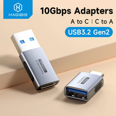 Hagibis USB to Type C OTG Adapter 10Gbps High-Speed Data Transfer USB C Male to A Female  For Macbook Pro iPhone 16 iPad Tablet - Intechlegent
