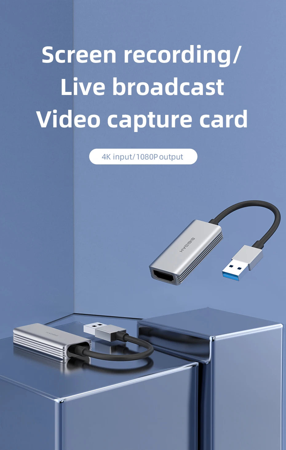 Hagibis Video Capture Card USB 3.0 4K HDMI-compatible Video Game Grabber Record for PS4 Camcorder Switch Live Broadcast Camera - Intechlegent