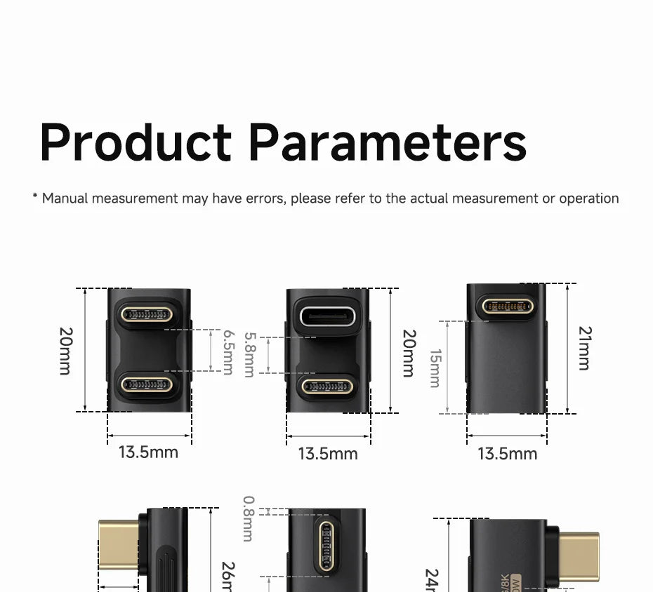 Hagibis USB C to C Adapter 90 Degree Right Angle Converter 80Gbps USB4 Data Cable Extension for Thunderbolt 5/4 iPhone 17 Laptop