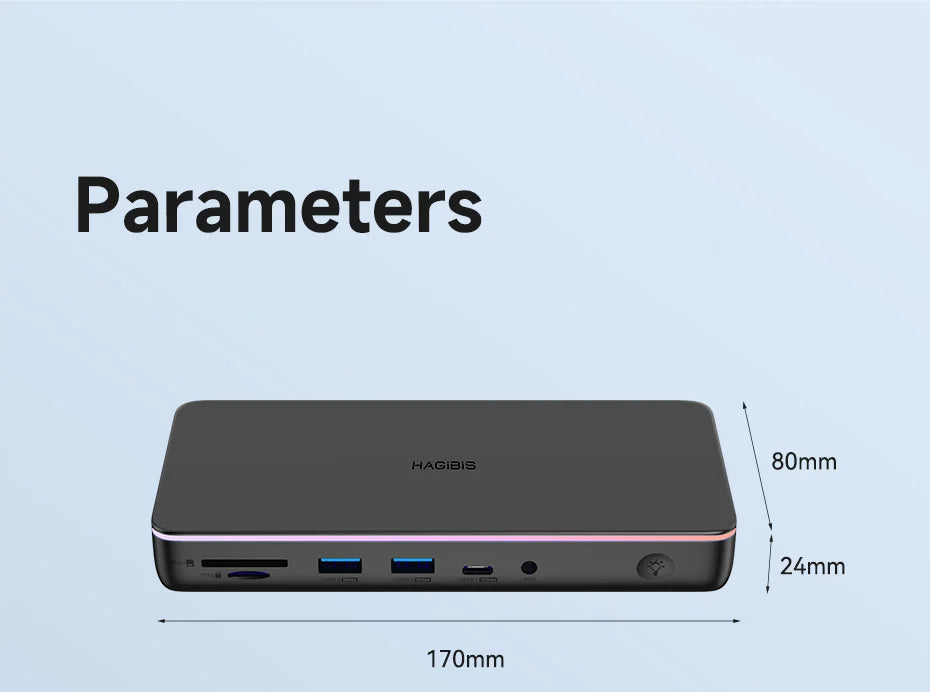 Hagibis DisplayLink USB C Docking Station Triple Display 3 Monitors with DP MST Hub 100W PD RJ45 LED for MacBook M1 M2 Windows - Intechlegent