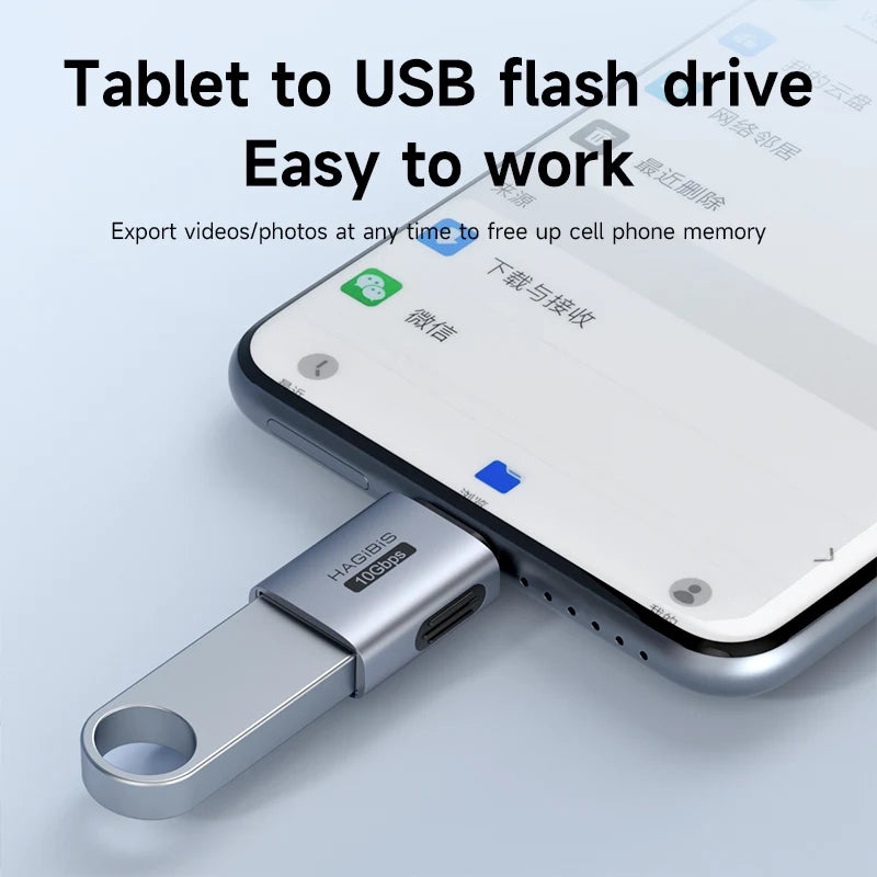 Hagibis USB to Type C OTG Adapter 10Gbps High-Speed Data Transfer USB C Male to A Female  For Macbook Pro iPhone 16 iPad Tablet - Intechlegent