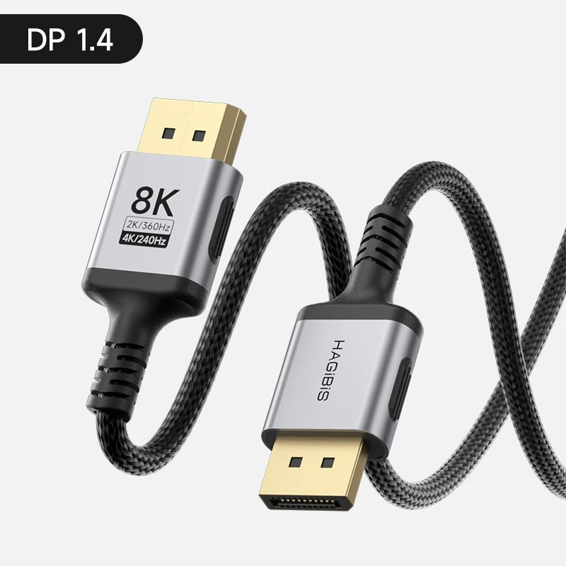 Hagibis 8K DisplayPort Cable 1.4 High Refresh Rate DP Cable 8K@60Hz  4K@240Hz 2K@360Hz for Gaming Monitor Graphics Card PC TV - Intechlegent