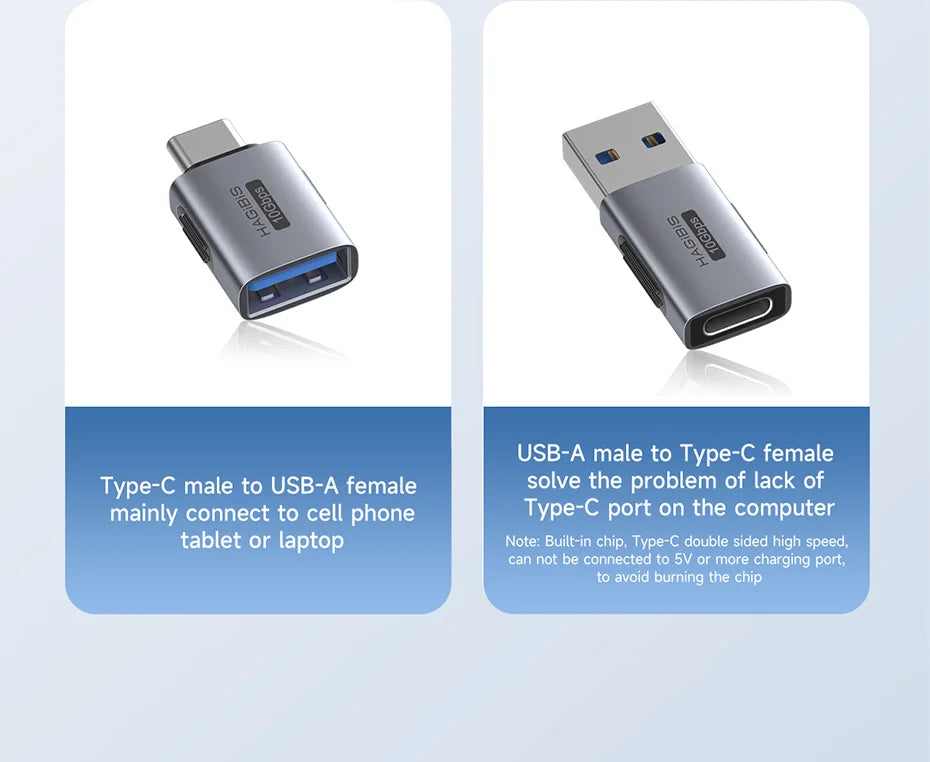 Hagibis USB to Type C OTG Adapter 10Gbps High-Speed Data Transfer USB C Male to A Female  For Macbook Pro iPhone 16 iPad Tablet - Intechlegent