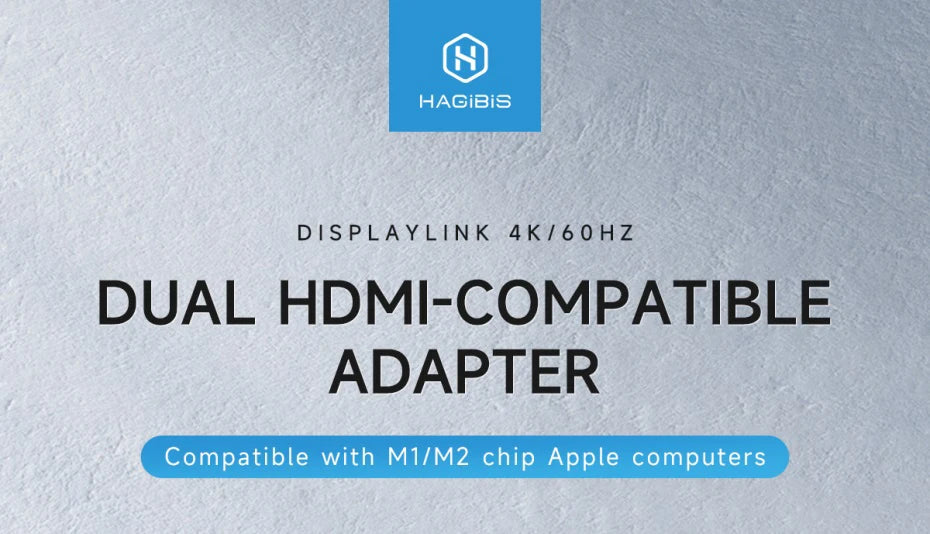 Hagibis USB-C/USB 3.0 to Dual HDMI-Compatible 4K Display Adapter Compatible with Apple M1 M2 Windows Mac DisplayLink DL6950 Chip - Intechlegent