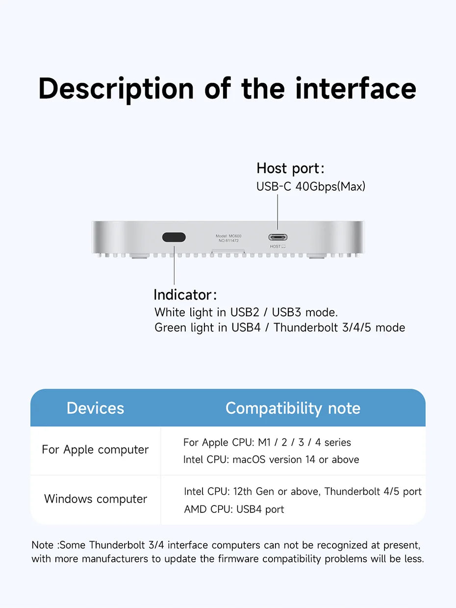 Hagibis USB4 ハードドライブエンクロージャ 40Gbps M.2 NVMe SSDケース Mac mini M4/M4 Pro用 Thunderbolt 5/4 外付けSSD対応