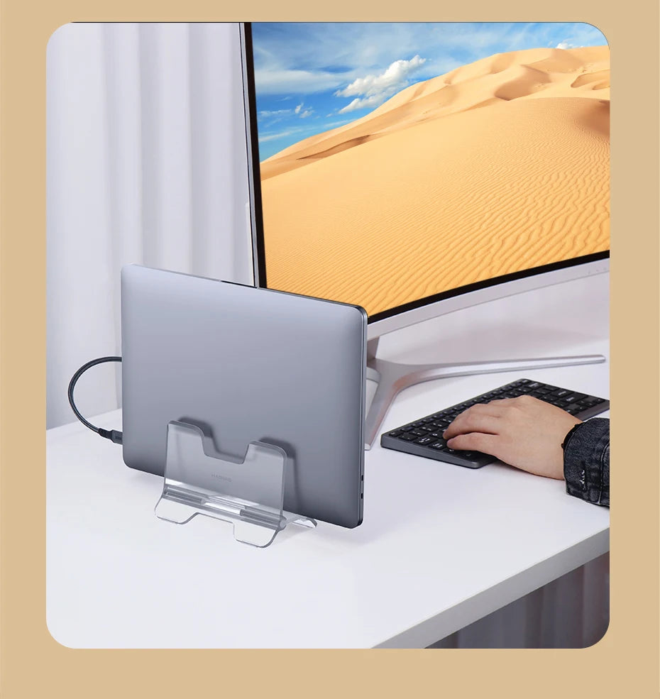 Hagibis  Vertical Laptop Stand For MacBook Pro Air transparent Desktop Gravity Holder Notebook Support for  Surface Book Tablet - Intechlegent