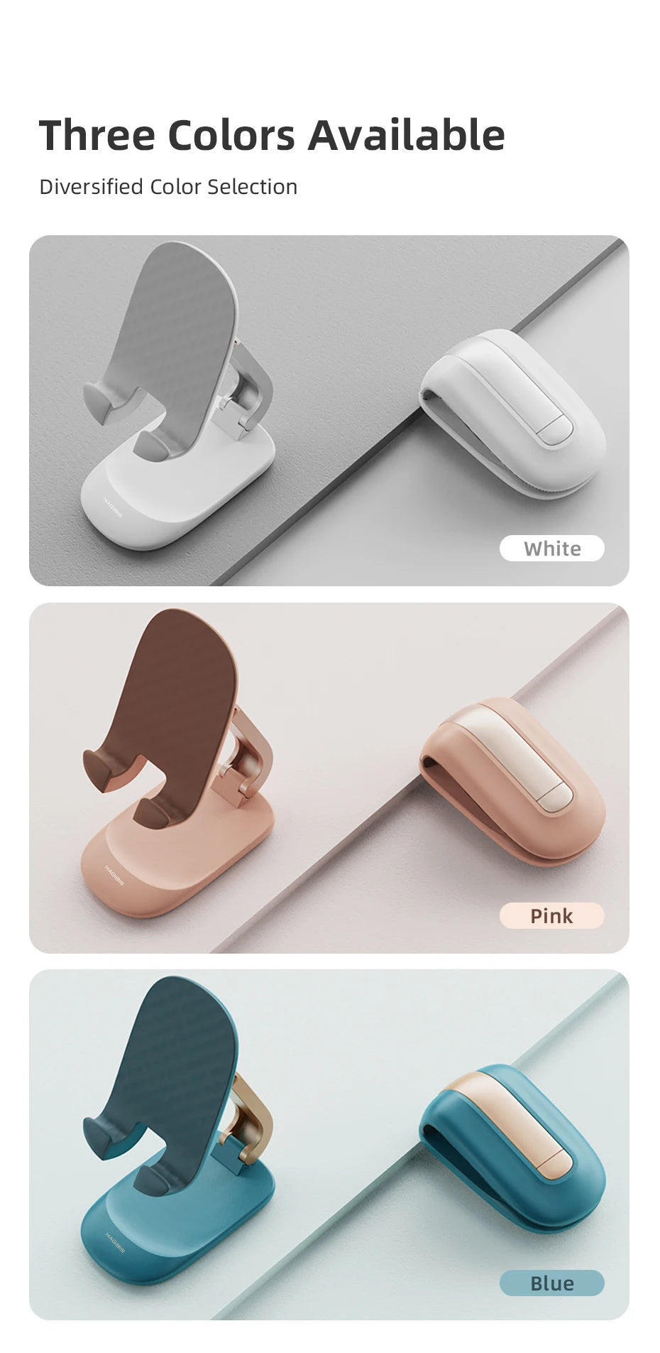 Hagibis Foldable Cell Phone Stand Desktop Phone Stand mini Adjustable cute Holder for iPhone 16/15/14 Pro Max Samsung Tablets - Intechlegent