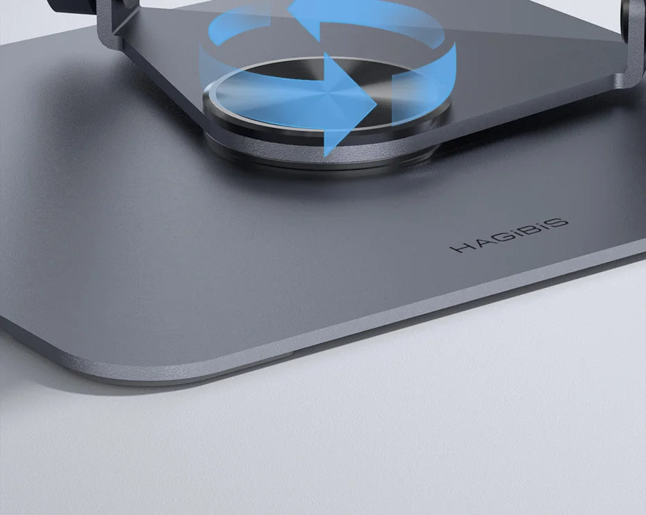 Hagibis 360°回転タブレットスタンド 調整可能なタブレットホルダー デュアルロッドサポート アルミニウム折りたたみ式クレードル iPad Pro Switch ROG用
