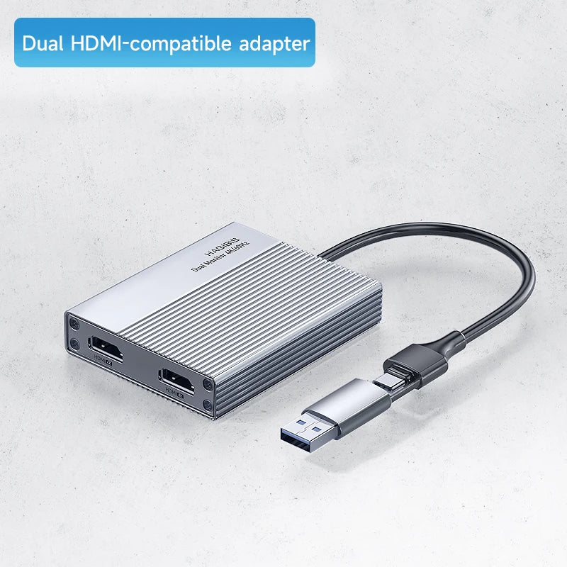 Hagibis USB-C/USB 3.0 to Dual HDMI-Compatible 4K Display Adapter Compatible with Apple M1 M2 Windows Mac DisplayLink DL6950 Chip - Intechlegent