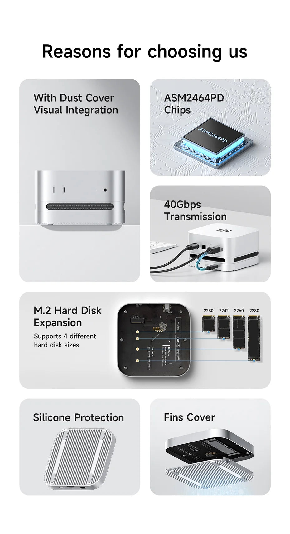 Hagibis USB4 ハードドライブエンクロージャ 40Gbps M.2 NVMe SSDケース Mac mini M4/M4 Pro用 Thunderbolt 5/4 外付けSSD対応