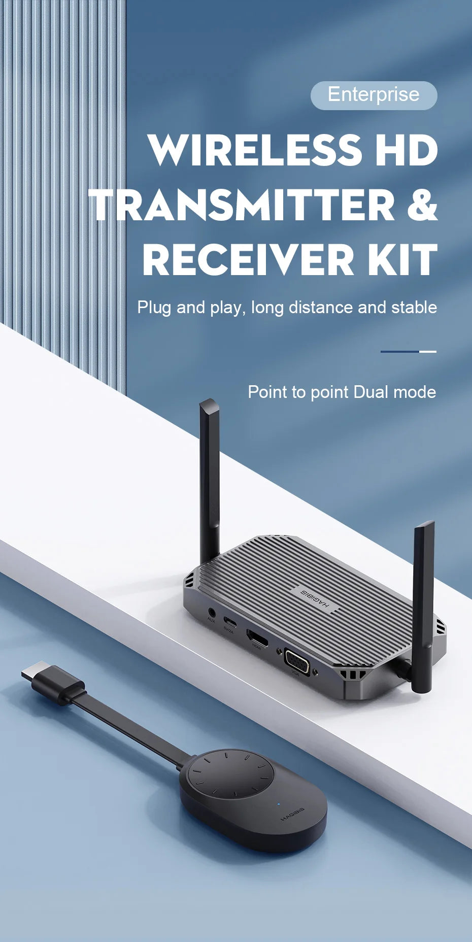 Hagibis Wireless HDMI-compatible Transmitter and Receiver Extender Kit Wireless Display Dongle for TV Camera Streaming Projector - Intechlegent