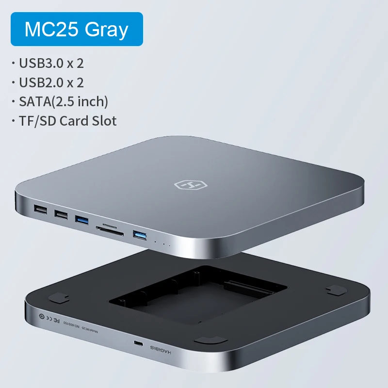 Hagibis USB C Hub with Hard Drive Enclosure Type-C Docking Station for Mac mini with 2.5 SATA NVME M.2 SSD Case DP USB3.0 M1/M2 - Intechlegent
