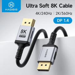 Hagibis 8K DisplayPort Cable 1.4 High Refresh Rate DP Cable 8K@60Hz  4K@240Hz 2K@360Hz for Gaming Monitor Graphics Card PC TV - Intechlegent