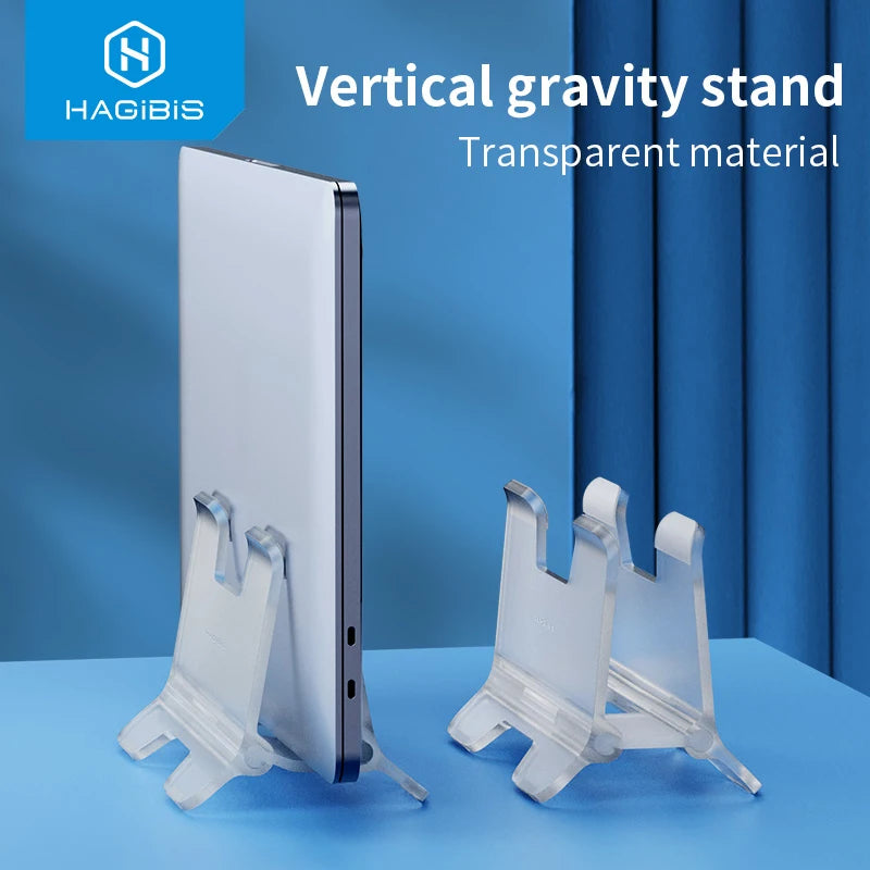 Hagibis  Vertical Laptop Stand For MacBook Pro Air transparent Desktop Gravity Holder Notebook Support for  Surface Book Tablet - Intechlegent