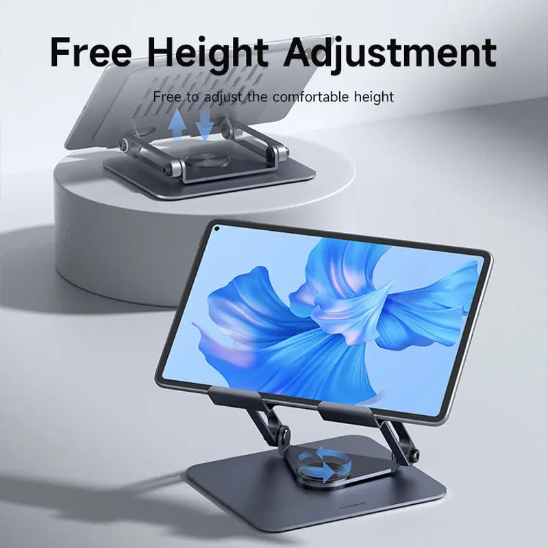 Hagibis 360°回転タブレットスタンド 調整可能なタブレットホルダー デュアルロッドサポート アルミニウム折りたたみ式クレードル iPad Pro Switch ROG用