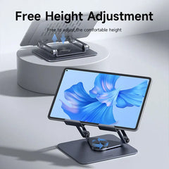 Hagibis 360°回転タブレットスタンド 調整可能なタブレットホルダー デュアルロッドサポート アルミニウム折りたたみ式クレードル iPad Pro Switch ROG用