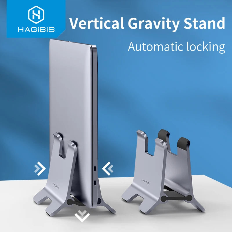 Hagibis Vertical Laptop Stand Desktop Gravity Holder Aluminum Notebook Dock Space-Saving for MacBook/Surface/HP/Dell/Chrome Book - Intechlegent