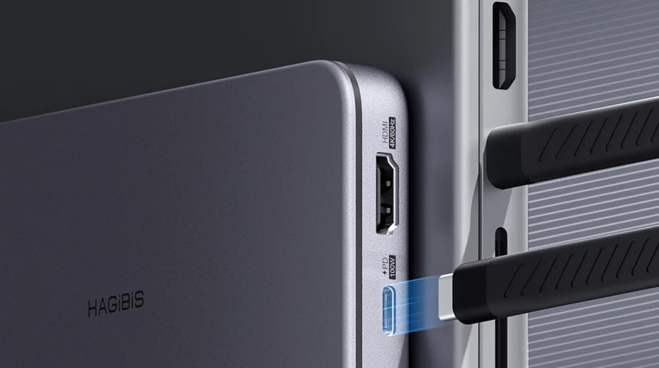 Hagibis 9 in 1 USB C ハブ、M.2 NVMe/SATA SSD エンクロージャ、4K HDMI 対応 100W PD USB 3.1 ドッキングステーション、Windows/Mac OS 対応