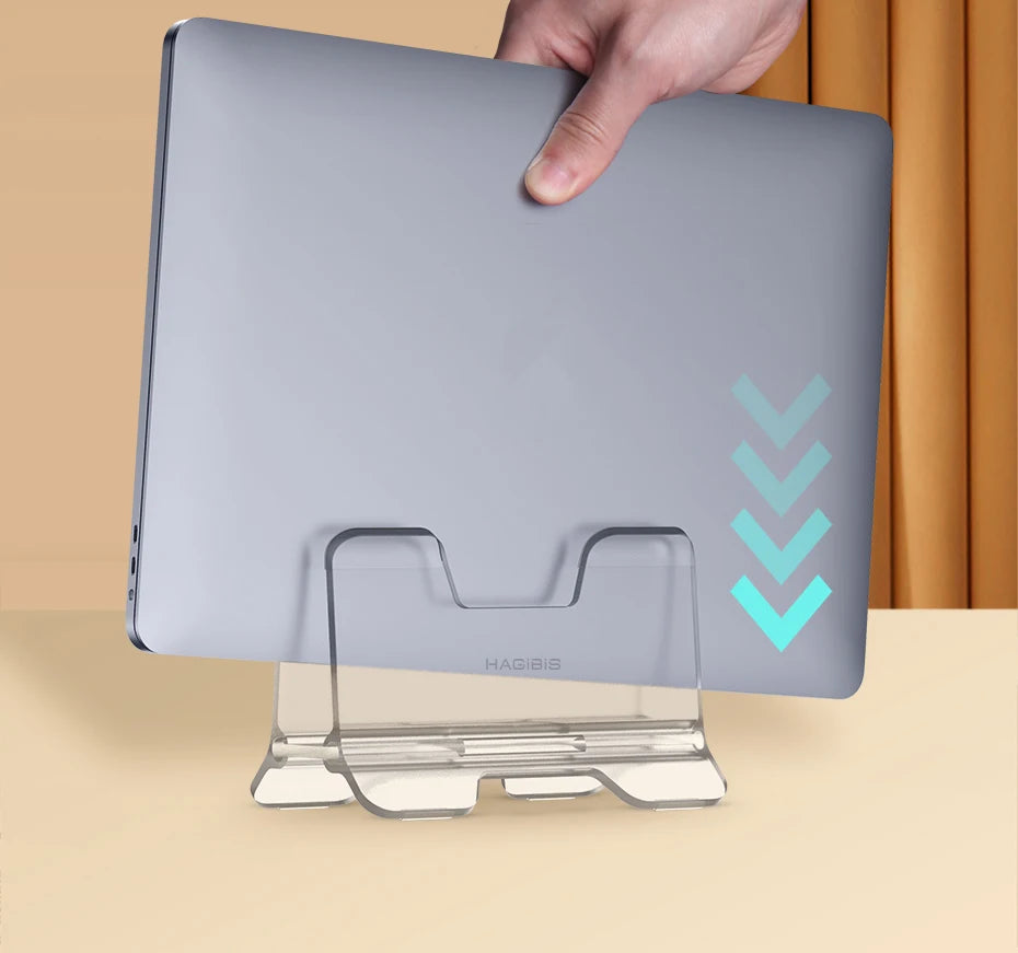Hagibis  Vertical Laptop Stand For MacBook Pro Air transparent Desktop Gravity Holder Notebook Support for  Surface Book Tablet - Intechlegent