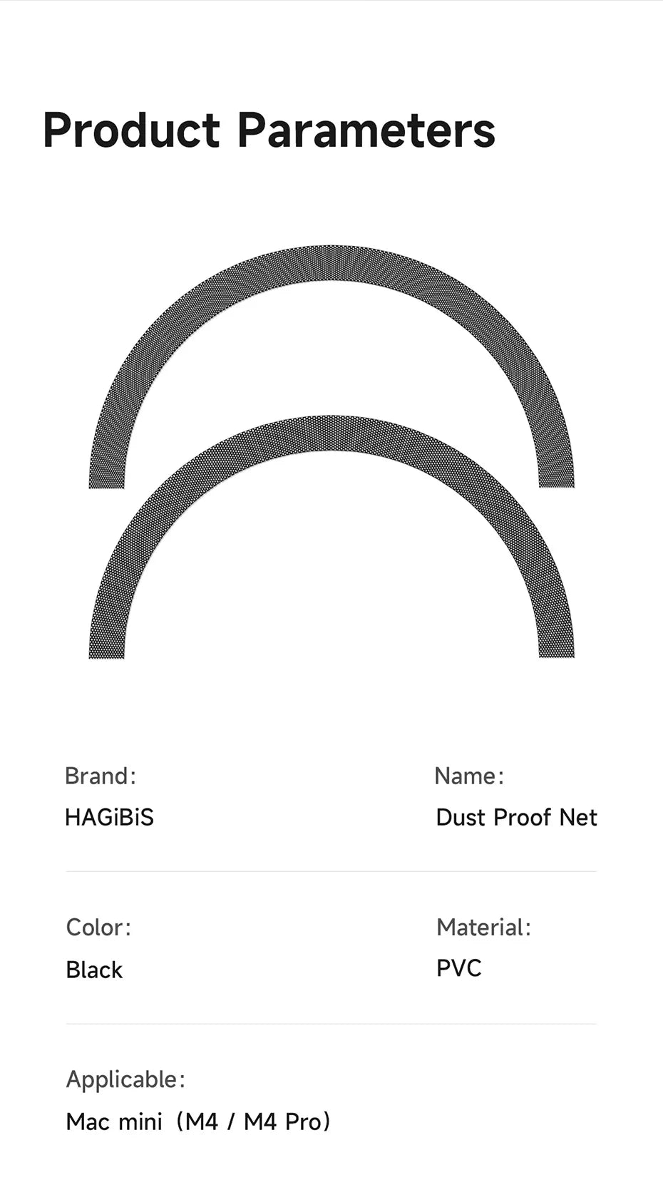 Hagibis ダストメッシュフィルター Mac mini M4/M4 Pro 2024 防塵カバーネット 4個入り クーラーファン ダストフィルター コンピューターメッシュ PVCカバー